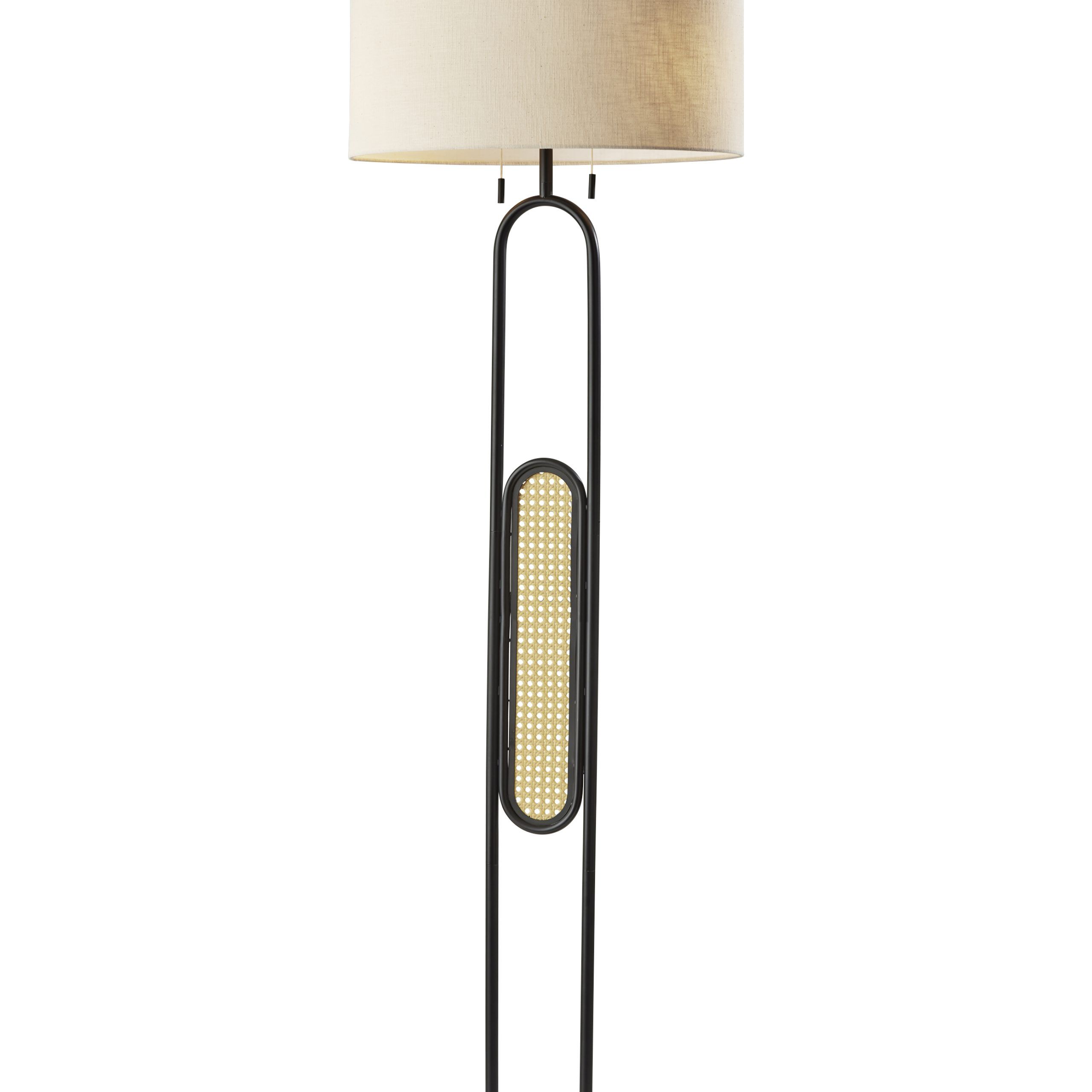 Adesso Levy Floor Lamp, Black With Webbed Caning Material, Cream Textured  Fabric Shade – Walmart Regarding Textured Fabric Floor Lamps (View 9 of 15)