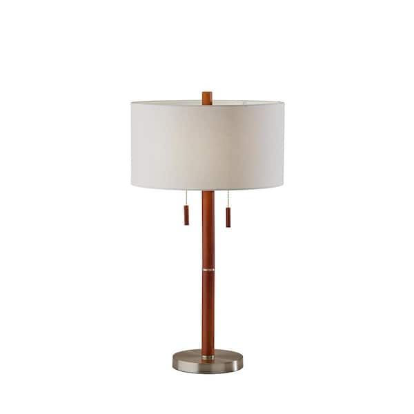Adesso Madeline 28 In. Walnut Rubberwood And Brushed Steel Table Lamp  3374 15 – The Home Depot Within Rubberwood Floor Lamps (Photo 15 of 15)