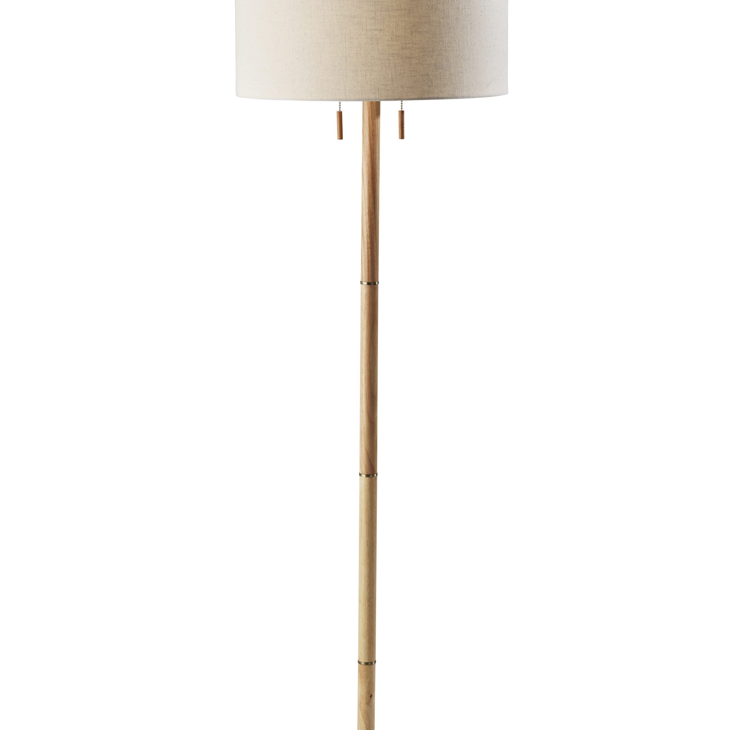 Adesso Madeline Floor Lamp, Natural Rubberwood Base & Antique Brass, Wood  Base, Off White Textured Fabric Shade – Walmart For Textured Fabric Floor Lamps (Photo 13 of 15)