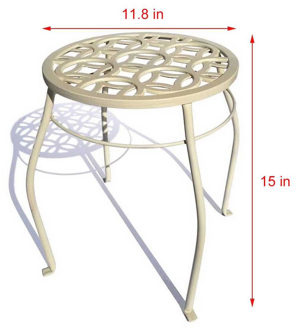 Allen + Roth 15 In H X 12 In W Cream Indoor/outdoor Round Steel Plant Stand  In The Plant Stands Department At Lowes In 15 Inch Plant Stands (View 13 of 15)