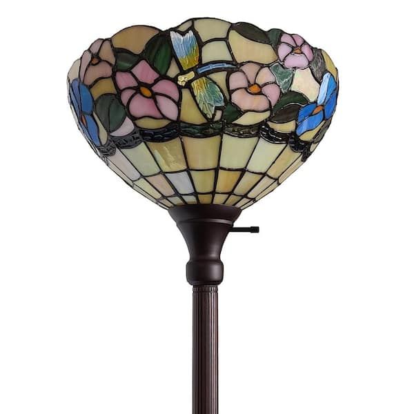 Amora Lighting 70 In. Tiffany Style Hummingbirds Floral Torchiere Floor Lamp  Am023fl14b – The Home Depot Intended For 70 Inch Floor Lamps (Photo 12 of 15)