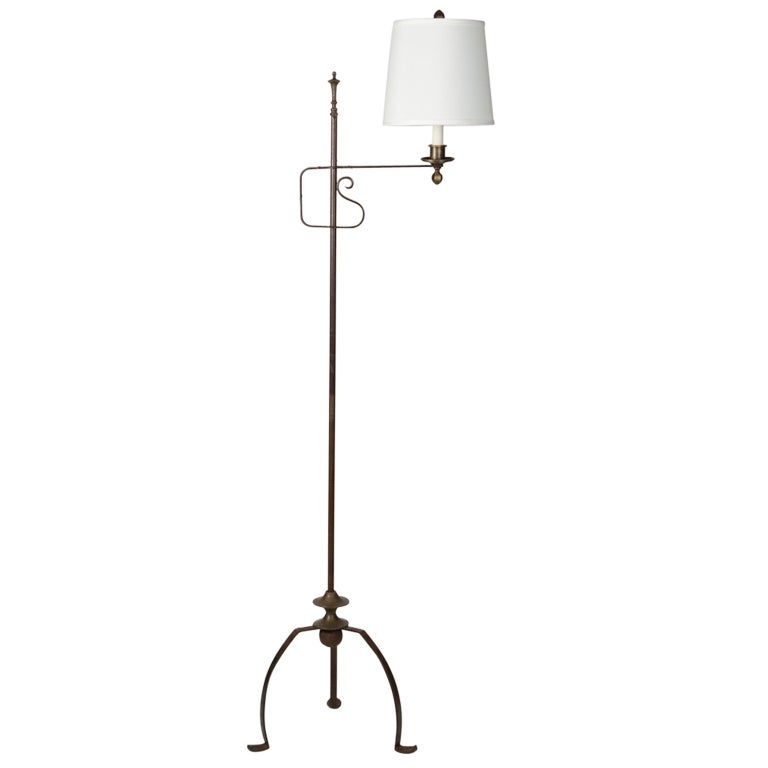 An Adjustable Height Wrought Iron Floor Lamp At 1stdibs Pertaining To Adjustable Height Floor Lamps (View 8 of 15)