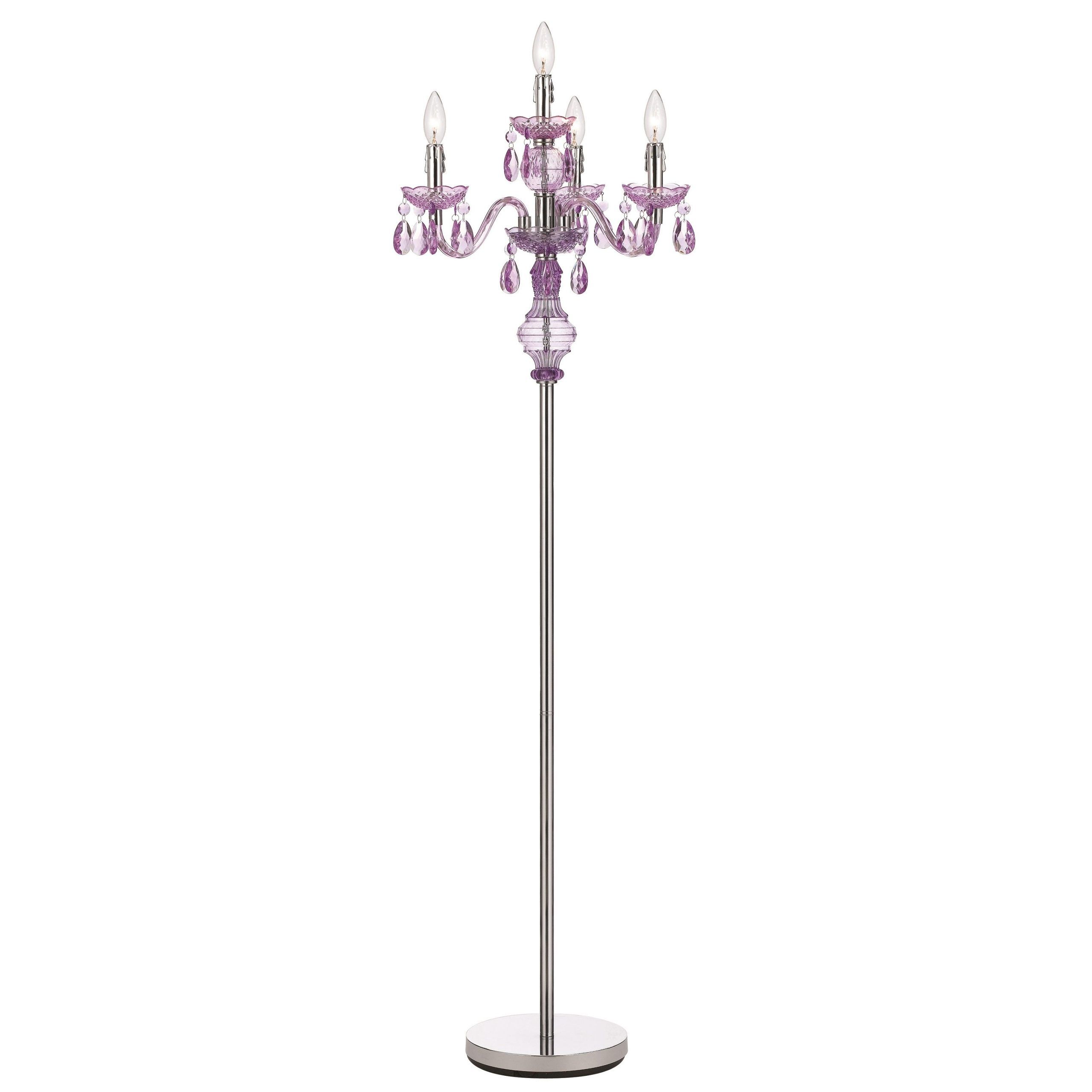 Angelo Home 4 Light Purple Faux Crystal Candelabra Floor Lamp – Overstock –  9681514 With Purple Floor Lamps (Photo 7 of 15)