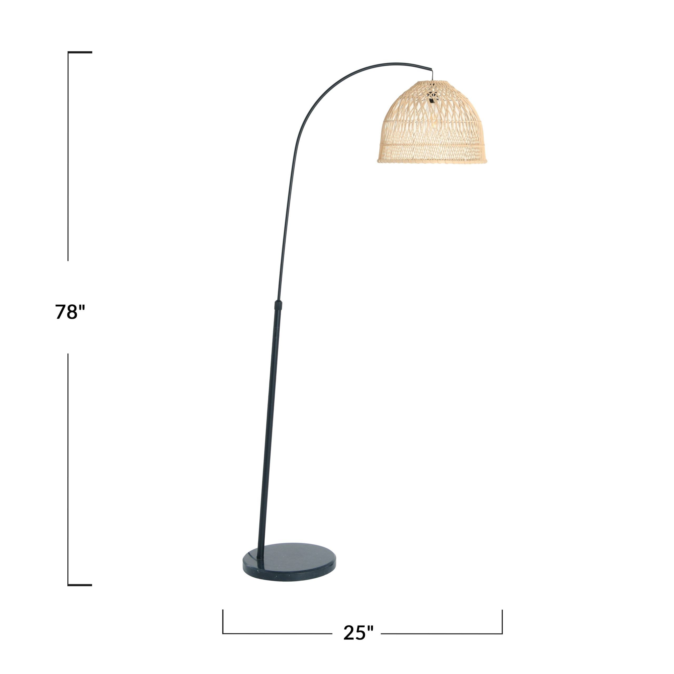 Arched Floor Lamp With Woven Rattan Shade – Overstock – 33638559 Regarding Woven Cane Floor Lamps (View 6 of 15)