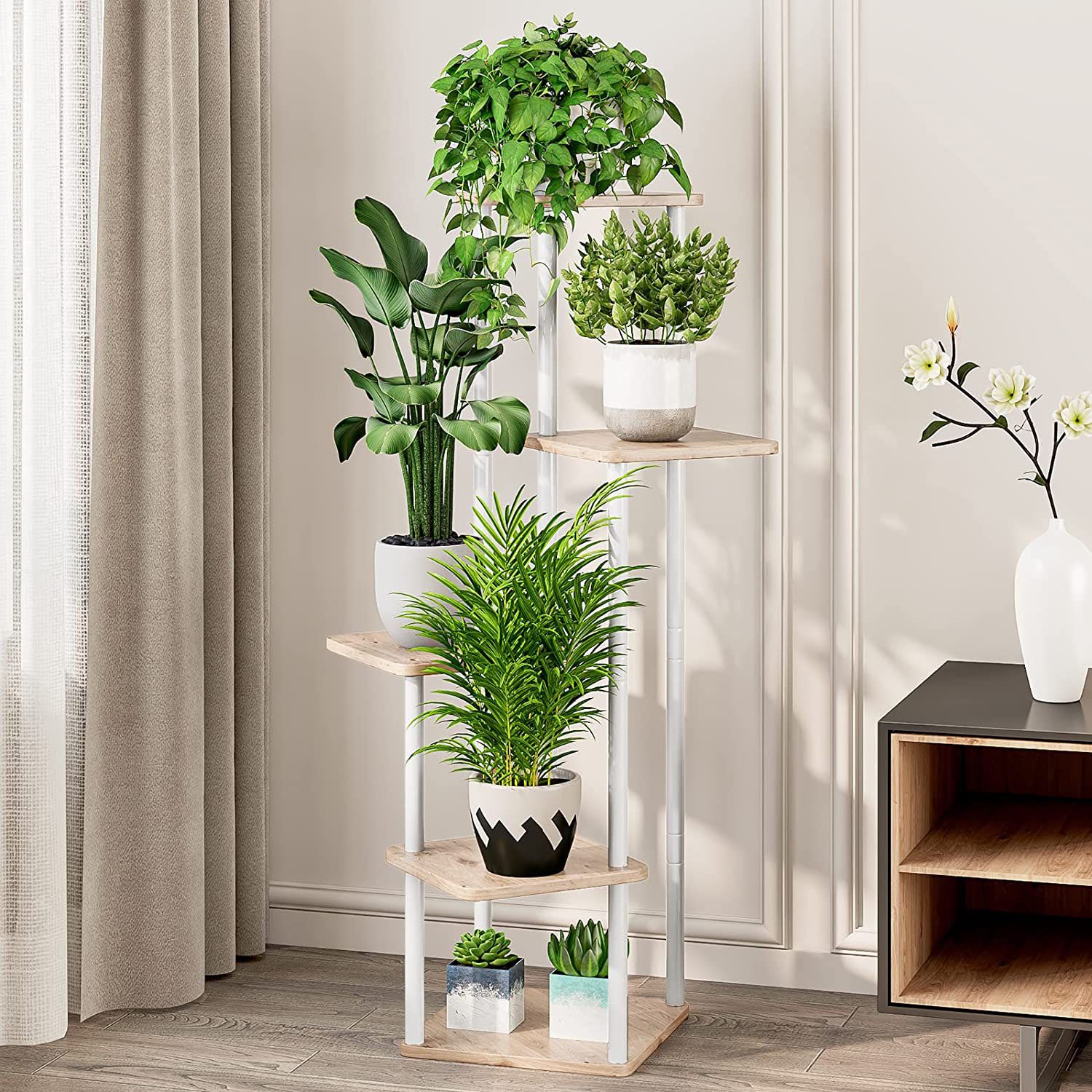 Arlmont & Co. Leaya Square Corner Plant Stand | Wayfair With Regard To Particle Board Plant Stands (Photo 13 of 15)