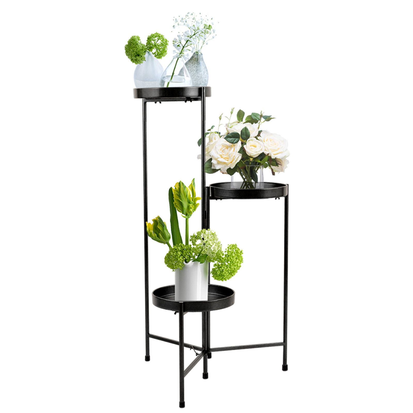 Arlmont & Co. Metal Plant Stand 3 Tier Indoor Outdoor – Flower Pot Display  Holder Wrought Iron Planter Organizer Shelf – For Living Room Garden Lawn  Patio Corner Potted Storage Rack & Reviews | Wayfair In Iron Plant Stands (Photo 13 of 15)