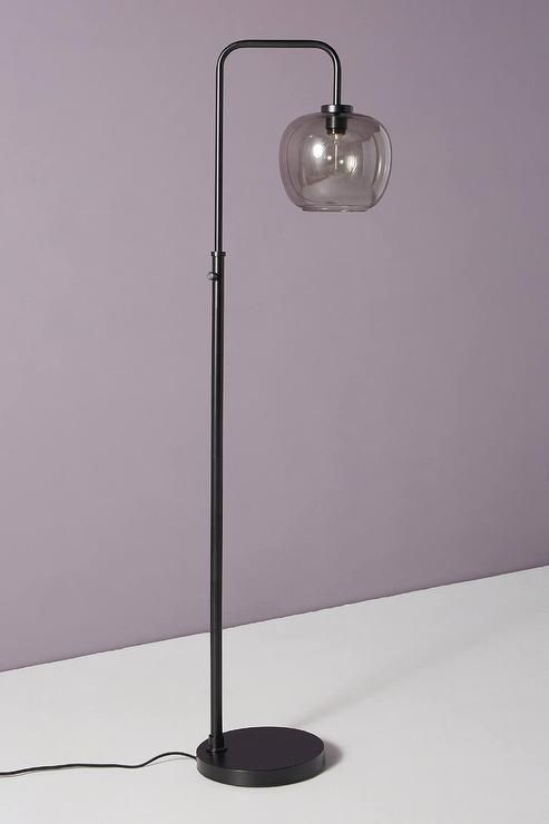 Ashton Curved Smoked Glass Black Floor Lamp Pertaining To Smoke Glass Floor Lamps (View 7 of 15)