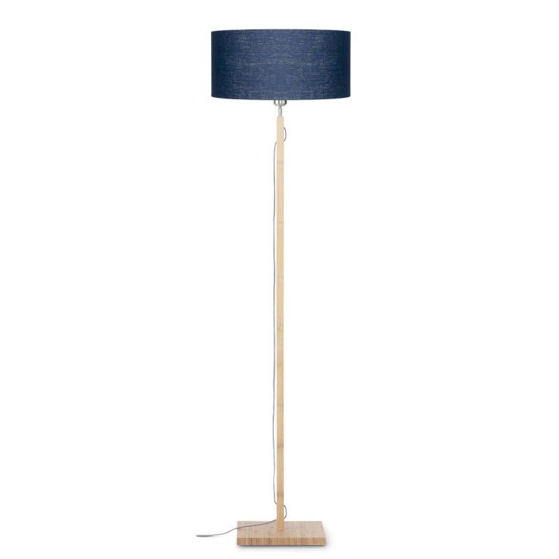 Bamboo Standing Lamp And Fuji Eco Friendly Linen Lampshade (natural, Blue  Jeans) Within Blue Floor Lamps (Photo 1 of 15)