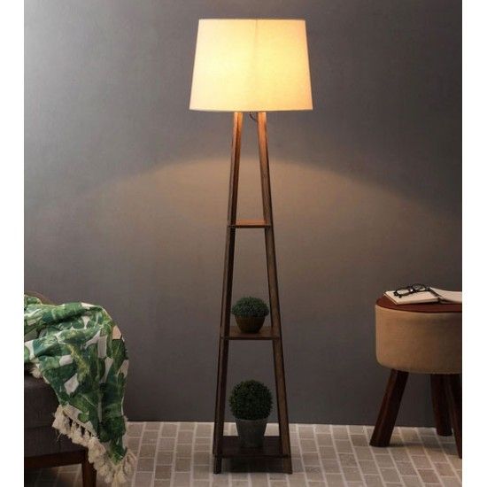 Beige Fabric Shade Floor Lamp With Brown Base Inside Brown Floor Lamps (Photo 1 of 15)