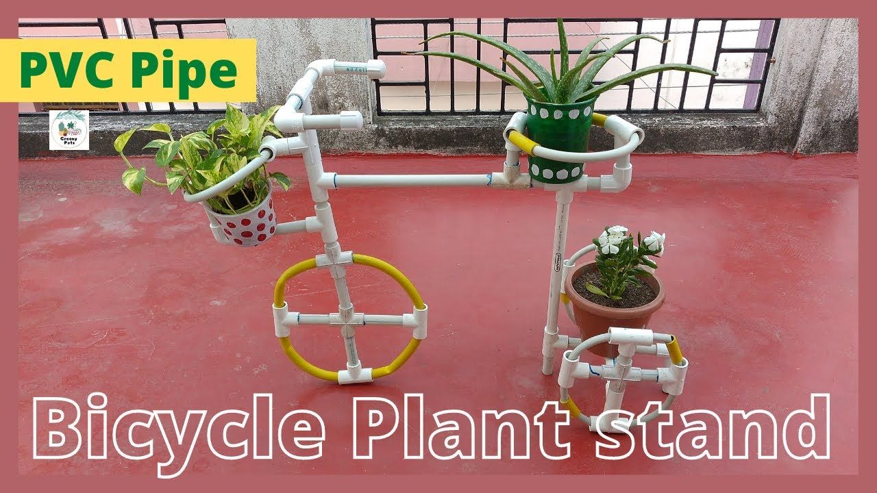 Bicycle Plant Stand | Diy With Pvc Pipe | Pvc Pipe Pot Stand For Home  Decoration – Youtube Inside Pvc Plant Stands (View 9 of 15)
