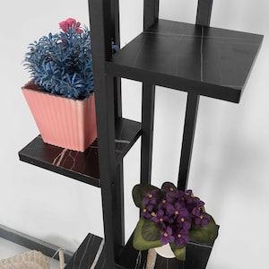 Black Marble Plant Stand 6 And 7 Tier Plant Pot Stand – Etsy Within Black Marble Plant Stands (Photo 12 of 15)