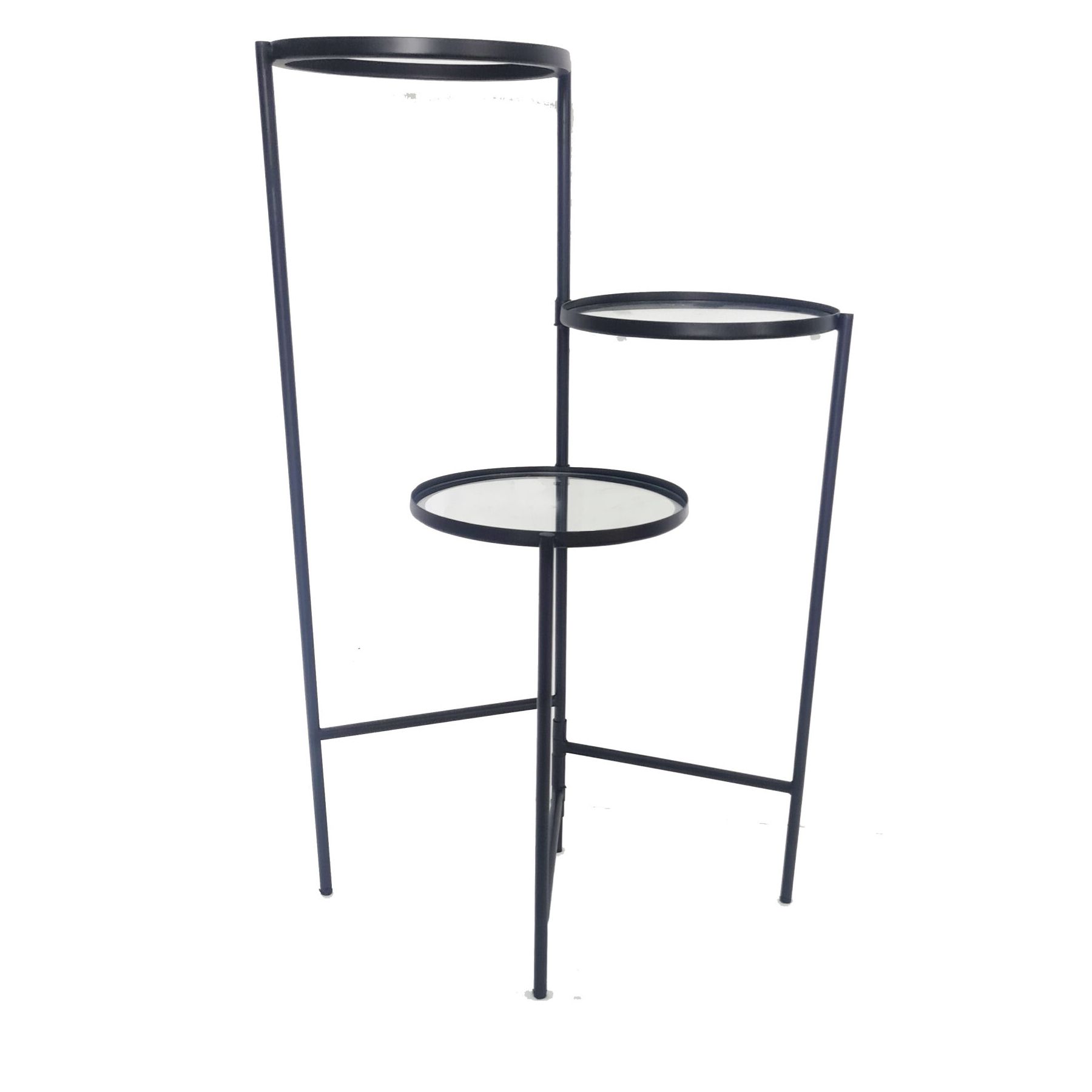 Black Metal 32 Inch 3 Layered Glass Plant Standsagebrook Home Regarding White 32 Inch Plant Stands (View 13 of 15)