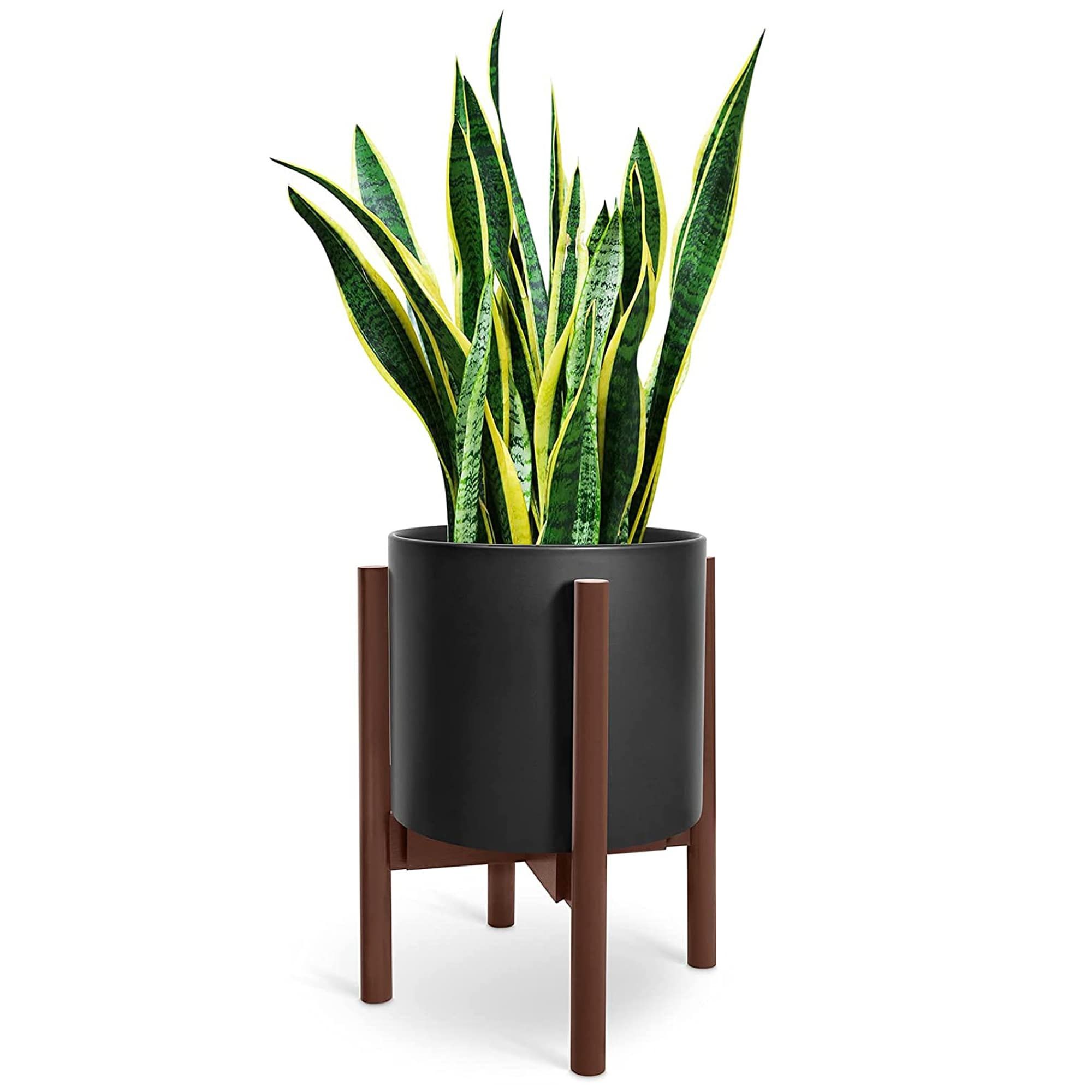 Black Plant Pot 10 Inches Planter With Drainage Plug And Adjustable Plant  Stand – 8undefined X 10undefined – Overstock – 34558719 Inside 10 Inch Plant Stands (View 15 of 15)