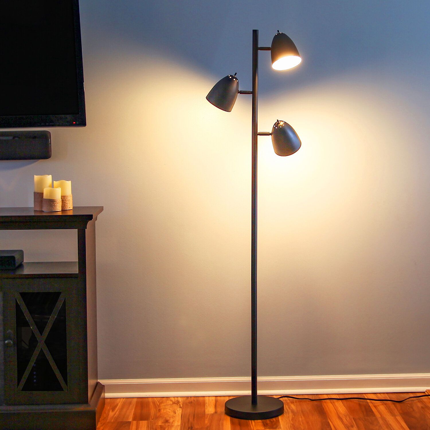 Brightech Jacob Adjustable 3 Light Tree Floor Lamp Pole With Led Lights,  Black & Reviews | Wayfair Within 3 Light Tree Floor Lamps (View 1 of 15)