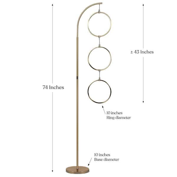 Brightech Nova 74 In. Brass Led Floor Lamp With 3 Brightness Settings  Fl Nva Brs – The Home Depot Pertaining To 74 Inch Floor Lamps (Photo 12 of 15)