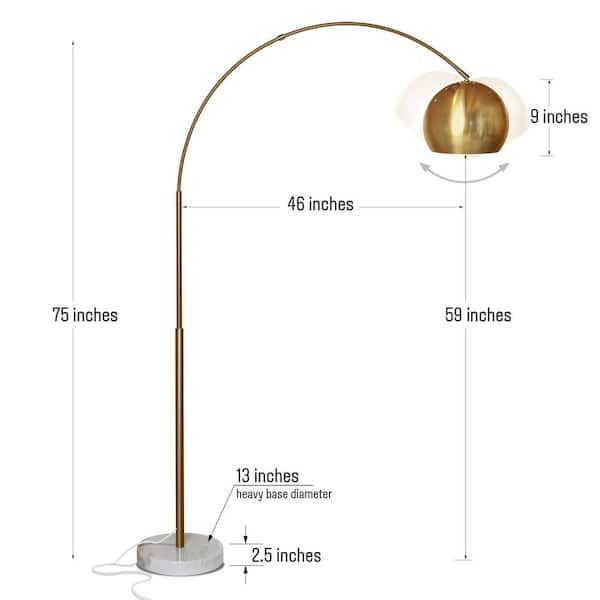 Brightech Olivia 75 In. Brass Led Arc Floor Lamp With Adjustable Shade And  Arm Fl Olva Brs – The Home Depot With Regard To 75 Inch Floor Lamps (Photo 12 of 15)