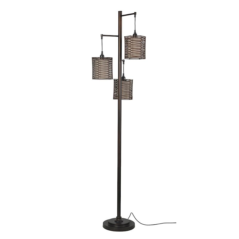 Bronze 3 Light Metal & Natural Floor Lamp, 71" | At Home | The Home Decor &  Holiday Superstore Regarding 3 Light Floor Lamps (Photo 5 of 15)