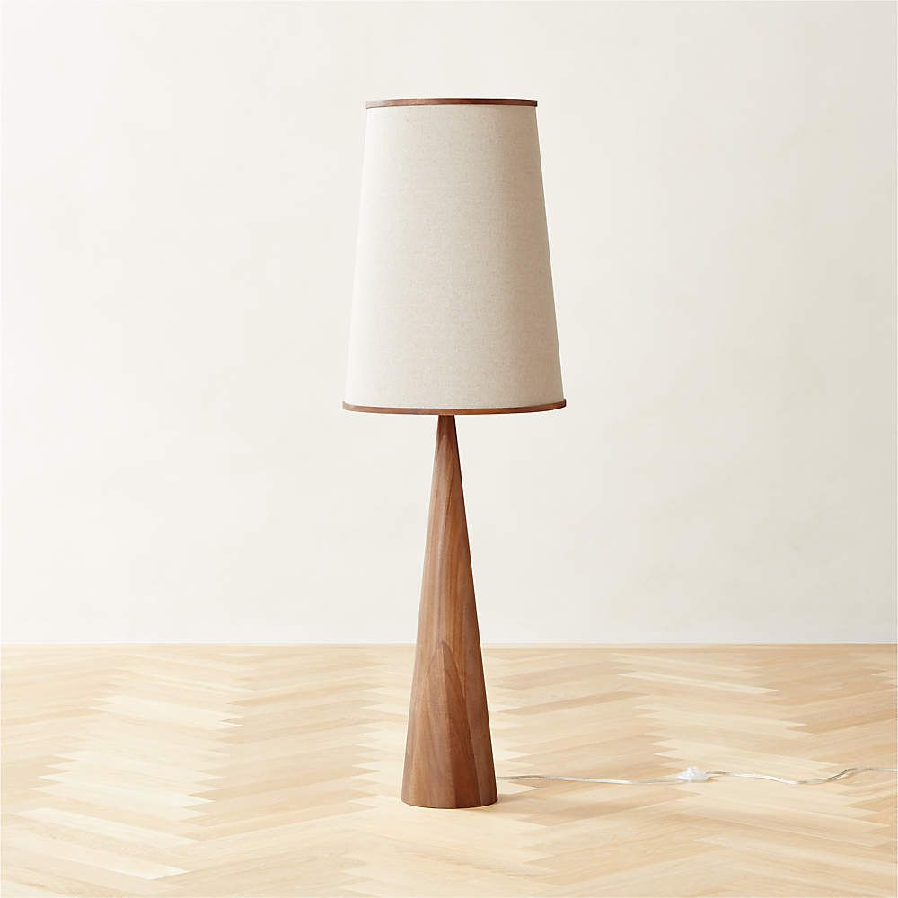 Bruna Walnut Wood And Linen Modern Floor Lamp + Reviews | Cb2 In Walnut Floor Lamps (Photo 1 of 15)