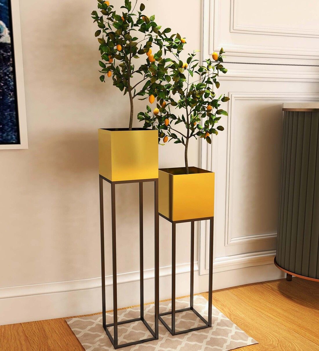 Buy Black & Gold Metal Rectangular Planter Stand, Set Of 2havanto  Online – Metal Planter Stands – Pots & Planters – Home Decor – Pepperfry  Product For Rectangular Plant Stands (Photo 7 of 15)