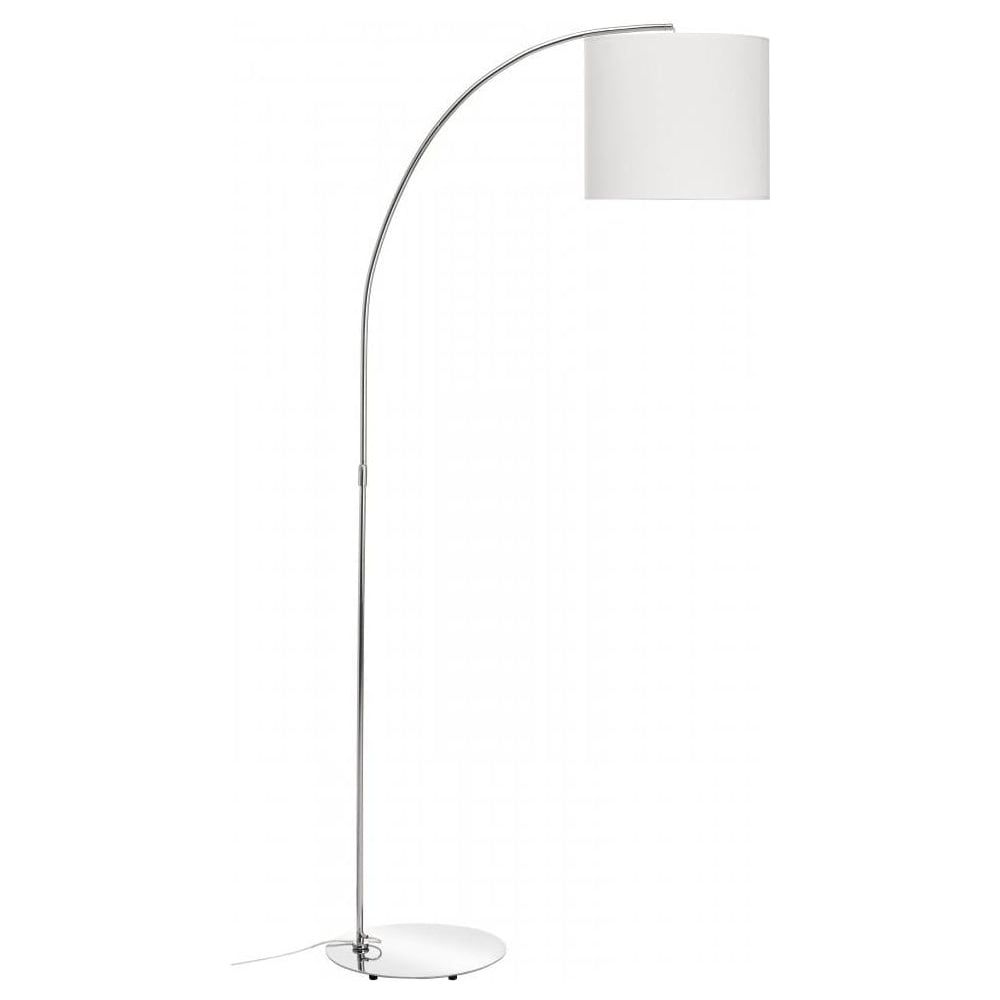 Buy Curved Chrome Floor Lamp With White Shade | Buy Curved Floor Lamp In White Shade Floor Lamps (View 6 of 15)
