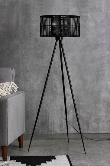 Buy Kai Rattan Tripod Floor Lamp From The Next Uk Online Shop Intended For Black Floor Lamps (Photo 15 of 15)