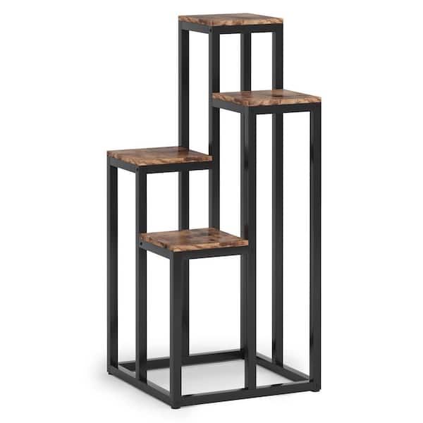 Byblight Wellston 44 In. Rustic Brown Rectangle Wood Plant Stand Indoor, 4  Tier Plant Shelf, Corner Potted Plant Holder Bb U0039xf – The Home Depot Within 4 Tier Plant Stands (Photo 12 of 15)