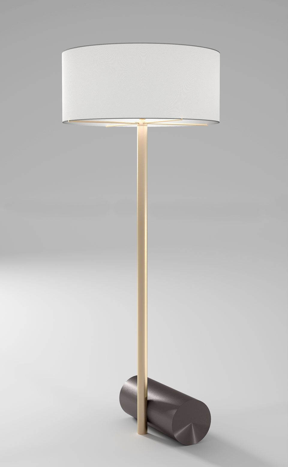 Calée Xl Large Floor Lamp, Cylindrical Base, Satin Brass And Graphite Cvl  Luminaires – Contemporary Lighting, Made In France, Massive Brass – Réf (View 14 of 15)