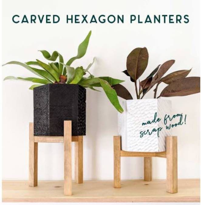 Carved Hexagon Planter – Free Woodworking Plan With Hexagon Plant Stands (View 15 of 15)