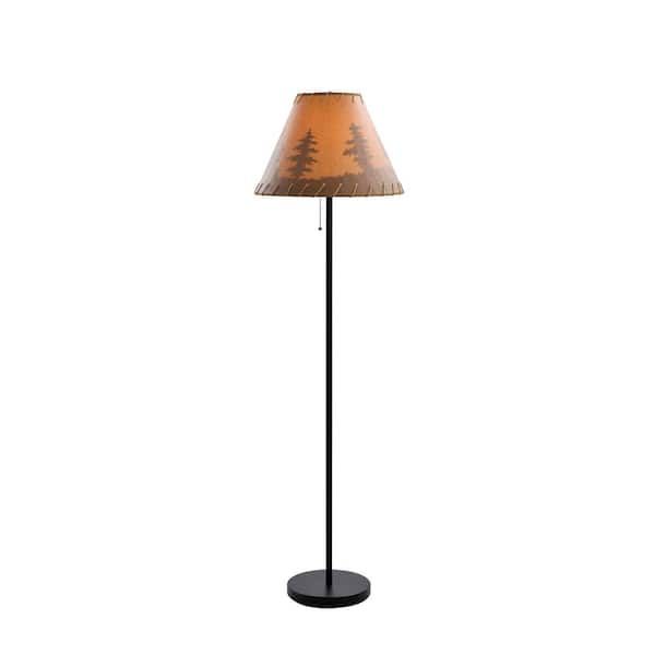 Catalina Lighting 58 In. Black Rustic Floor Lamp With Rope Trimmed Shade  19910 000 – The Home Depot Within Rustic Floor Lamps (Photo 13 of 15)