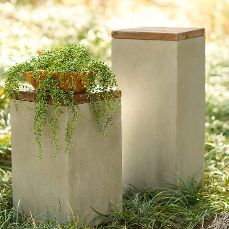 Cement And Reclaimed Wood Box Plant Stands | The Green Head Regarding Cement Plant Stands (View 9 of 15)