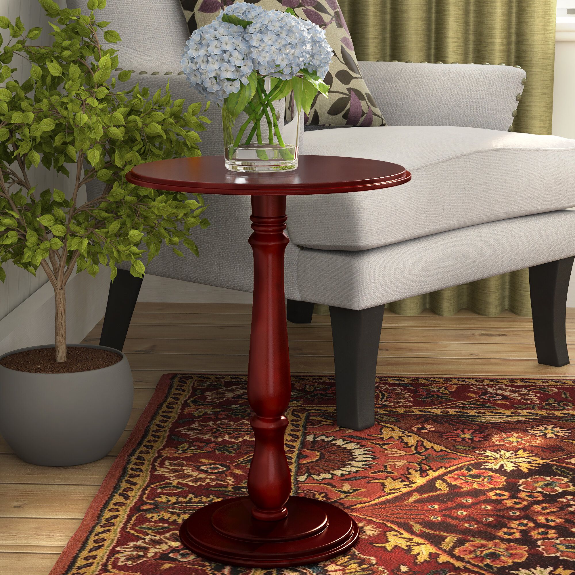Charlton Home® Stehle Round Pedestal Solid Wood Plant Stand & Reviews |  Wayfair Inside Cherry Pedestal Plant Stands (View 15 of 15)