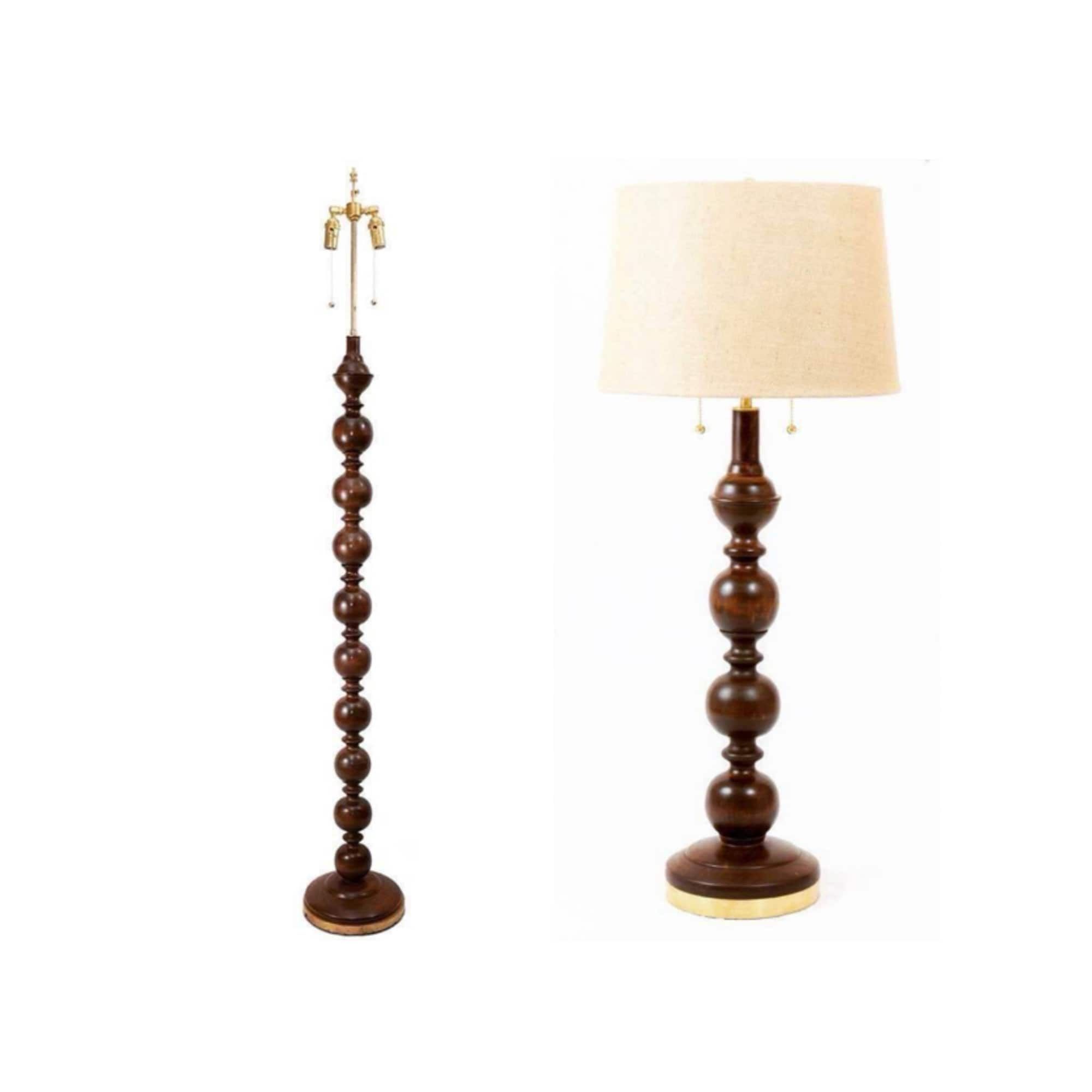 Cherry Floor And Table Lamp Set 2 Table Lamps 1 Floor Lamp – Etsy Intended For Beeswax Finish Floor Lamps (Photo 12 of 15)