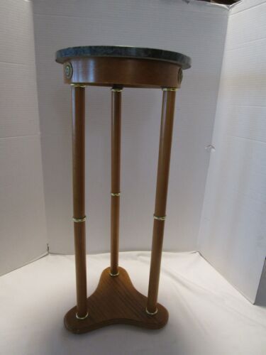 Collectible 1970's Marble Round Top Plant Stand Wood Frame 3 Legged   (View 11 of 15)