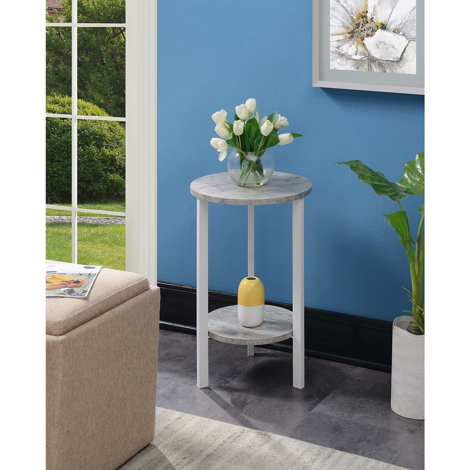 Convenience Concepts Graystone 24" Plant Stand, Faux Birch/white –  Walmart With Regard To 24 Inch Plant Stands (View 14 of 15)