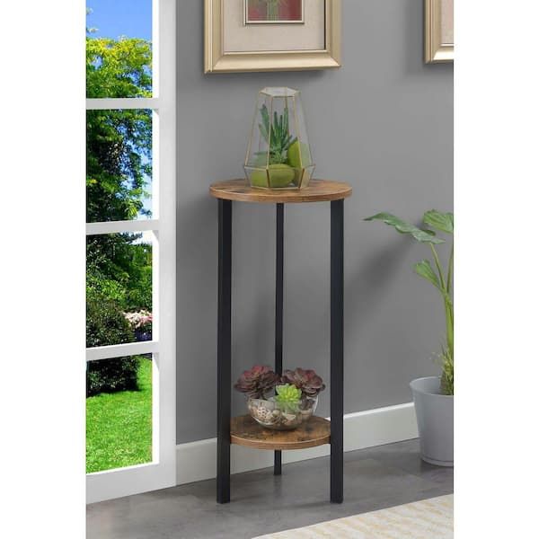 Convenience Concepts Graystone 31.5 In. H Barnwood/black High Round Particle  Board Indoor Plant Stand R4 0669 – The Home Depot Inside Particle Board Plant Stands (Photo 7 of 15)