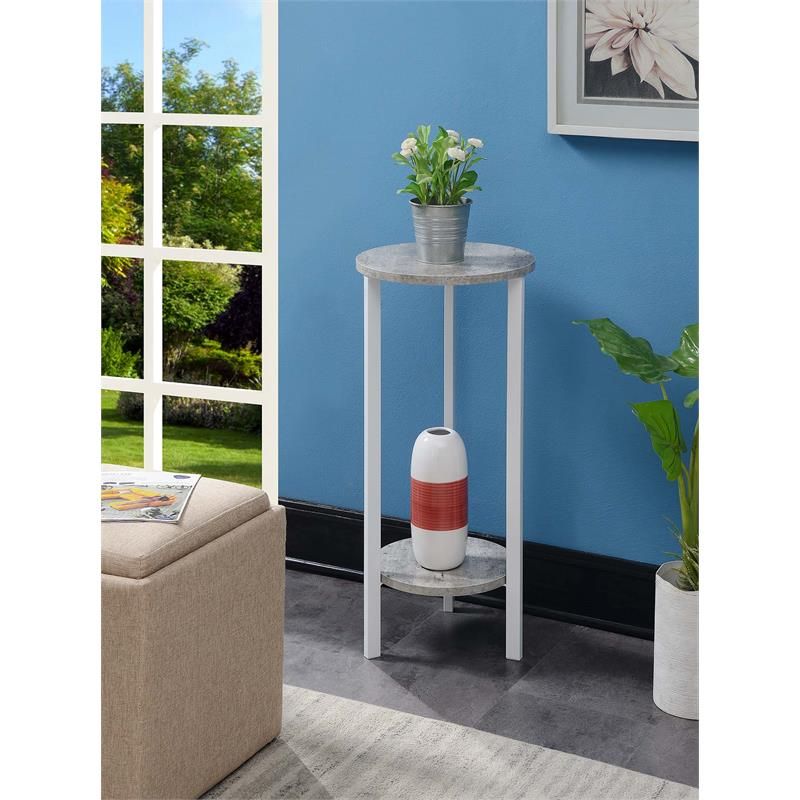 Convenience Concepts Graystone 31 Inch 2 Tier Plant Stand, Faux Birch/white  – Walmart Inside 31 Inch Plant Stands (View 2 of 15)