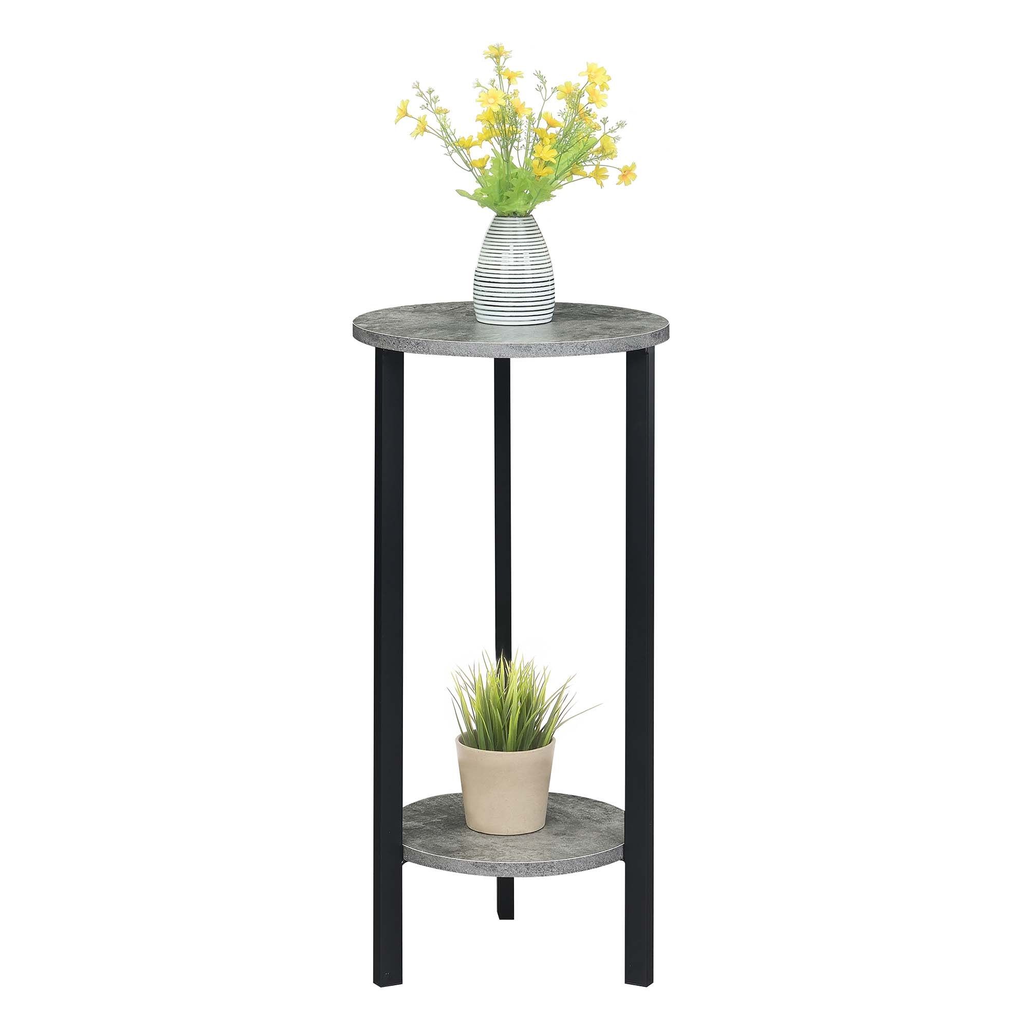 Convenience Concepts Graystone 31 Inch 2 Tier Plant Stand, Weathered  Gray/black – Walmart Intended For Greystone Plant Stands (Photo 2 of 15)