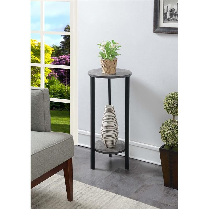 Convenience Concepts Graystone 31 Inch 2 Tier Plant Stand, Weathered  Gray/black – Walmart Regarding 31 Inch Plant Stands (View 4 of 15)