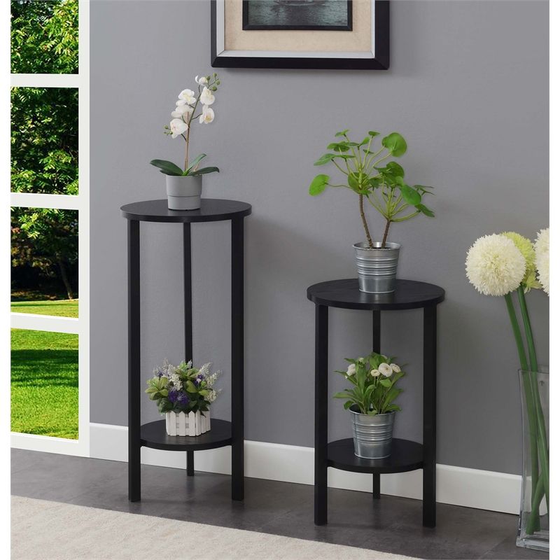 Convenience Concepts Graystone 31 Inch Plant Stand In Black Wood And Metal  Frame | Cymax Business In 31 Inch Plant Stands (Photo 10 of 15)
