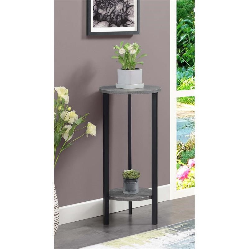 Convenience Concepts Graystone 31 Inch Two Tier Plant Stand In Gray Wood  Finish | Homesquare For 31 Inch Plant Stands (Photo 6 of 15)