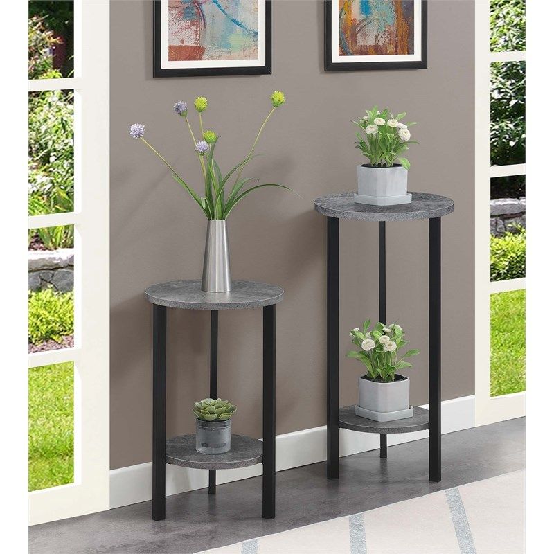 Convenience Concepts Graystone 31 Inch Two Tier Plant Stand In Gray Wood  Finish | Homesquare Throughout 31 Inch Plant Stands (Photo 7 of 15)