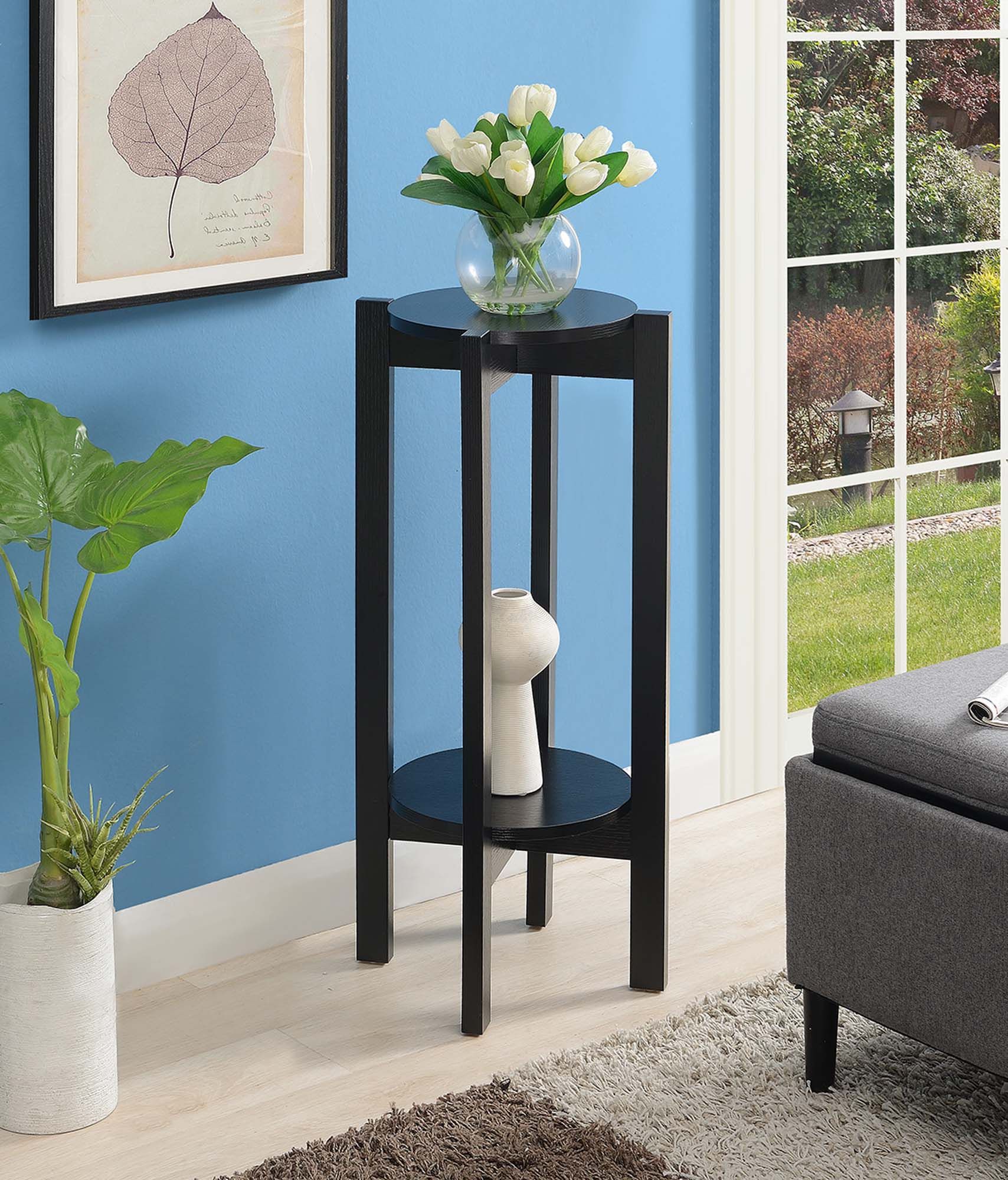 Convenience Concepts Newport Deluxe 2 Tier Plant Stand, Black – Walmart Throughout Deluxe Plant Stands (View 3 of 15)