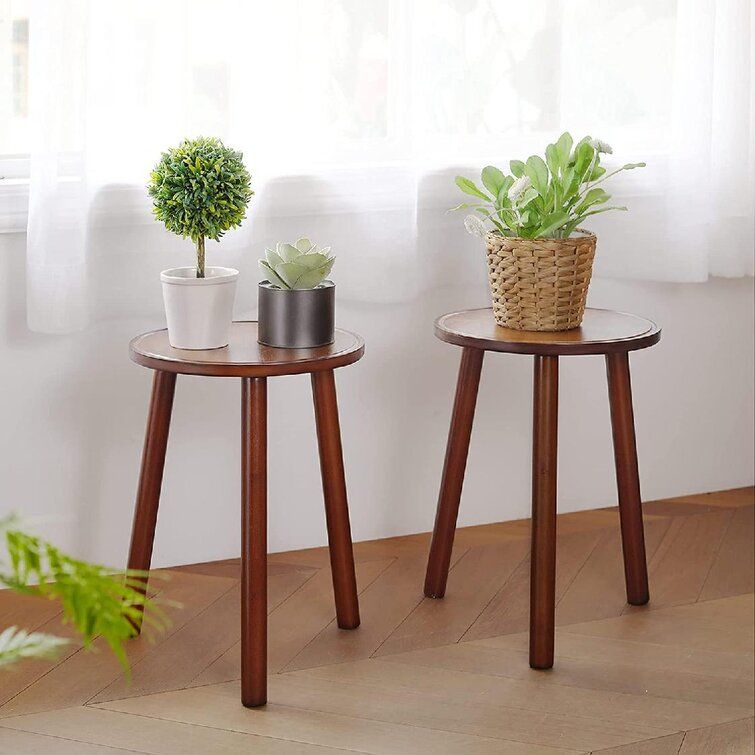 Corrigan Studio® Plant Stands For Indoor Plants, 2 Pack Bamboo Plant Stands,  16.5" Tall Plant Table, Mid Century Modern Plant Holder For Living Room,  Outdoor Pot Stand, Plant Stool, Small Side Table | Wayfair Throughout Plant Stands With Side Table (Photo 8 of 15)