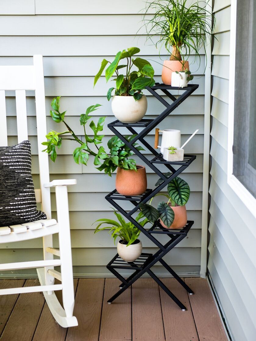 Crisscross Cascading Plant Stand | Gardener's Supply Within Green Plant Stands (View 6 of 15)