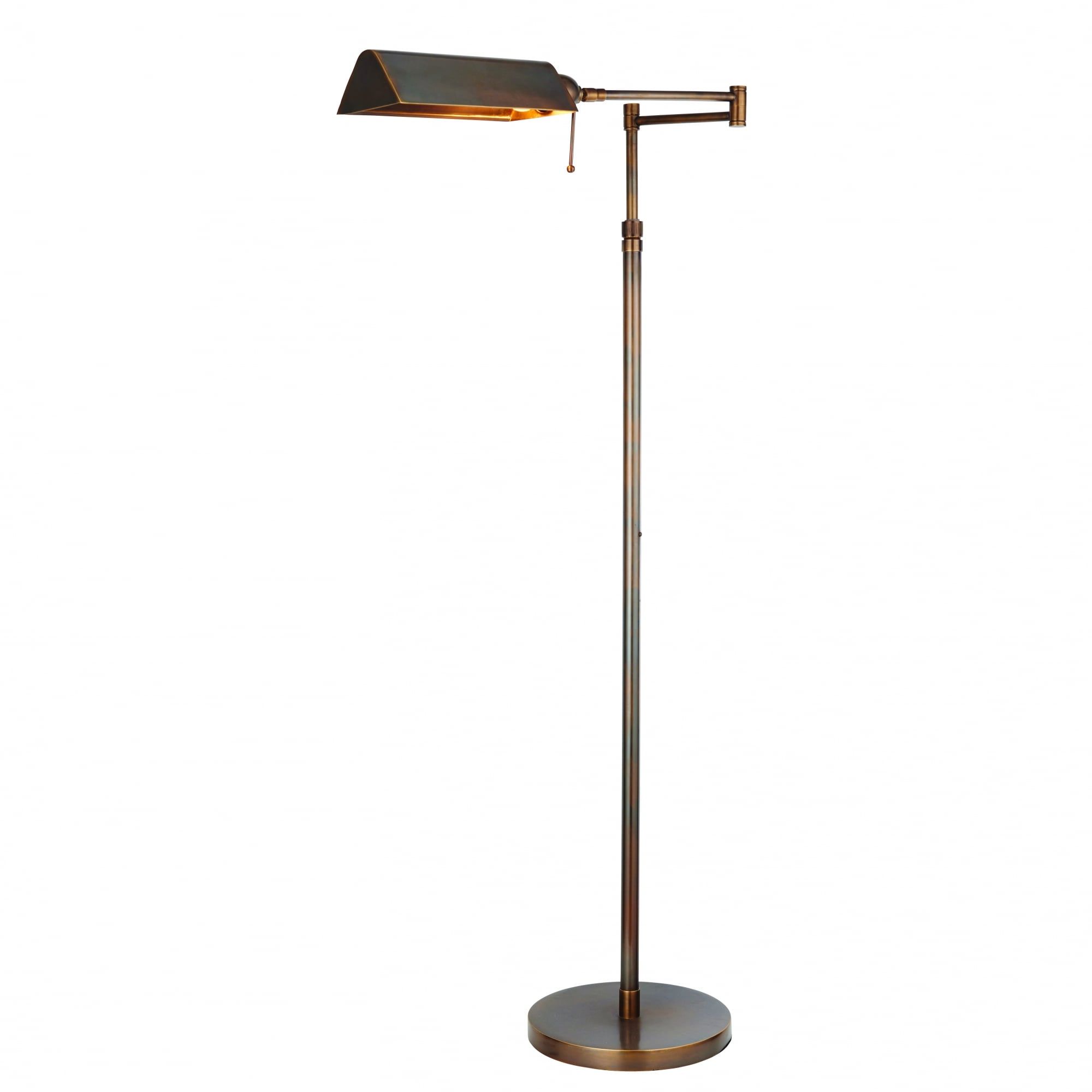 Dark Antique Swing Arm Standard Lamp In Traditional Period Styling Within Adjustble Arm Floor Lamps (Photo 14 of 15)