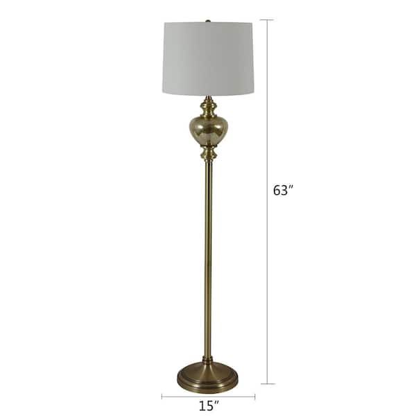 Decor Therapy Redmond 63 In. Satin Brass 3 Way Floor Lamp With Shade Pl4429  – The Home Depot Inside Satin Brass Floor Lamps (Photo 15 of 15)