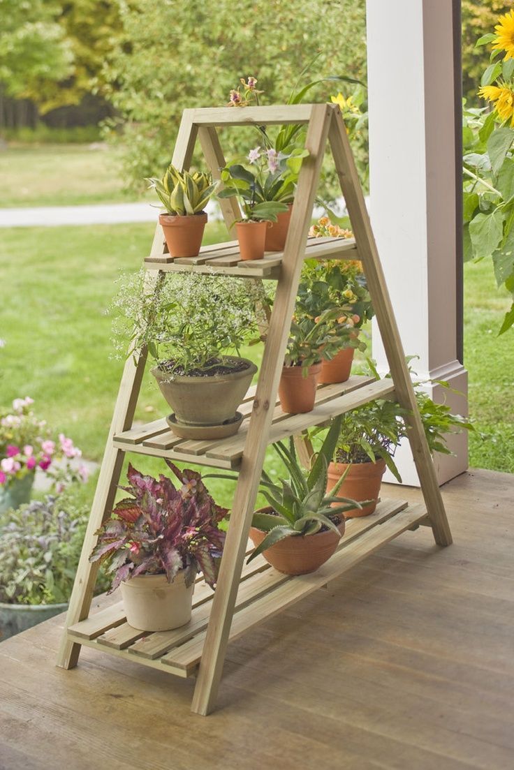 Deluxe A Frame Plant Stand With Trays | Gardener's Supply | Idéias De  Jardinagem, Hortas Verticais, Jardinagem E Decoração Regarding Deluxe Plant Stands (View 8 of 15)