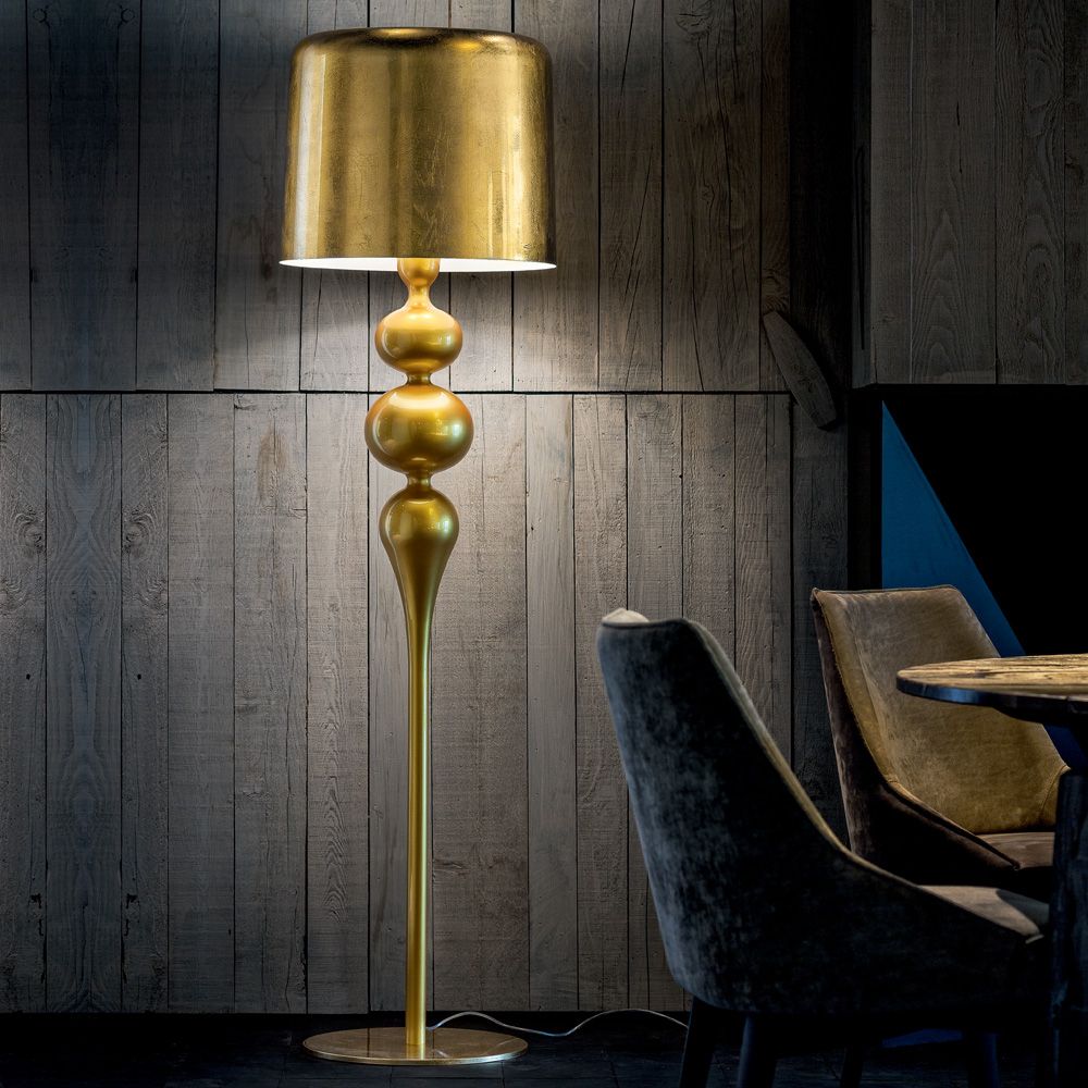 Designer Modern Gold Leaf Floor Lamp – Juliettes Interiors Within Gold Floor Lamps (Photo 1 of 15)