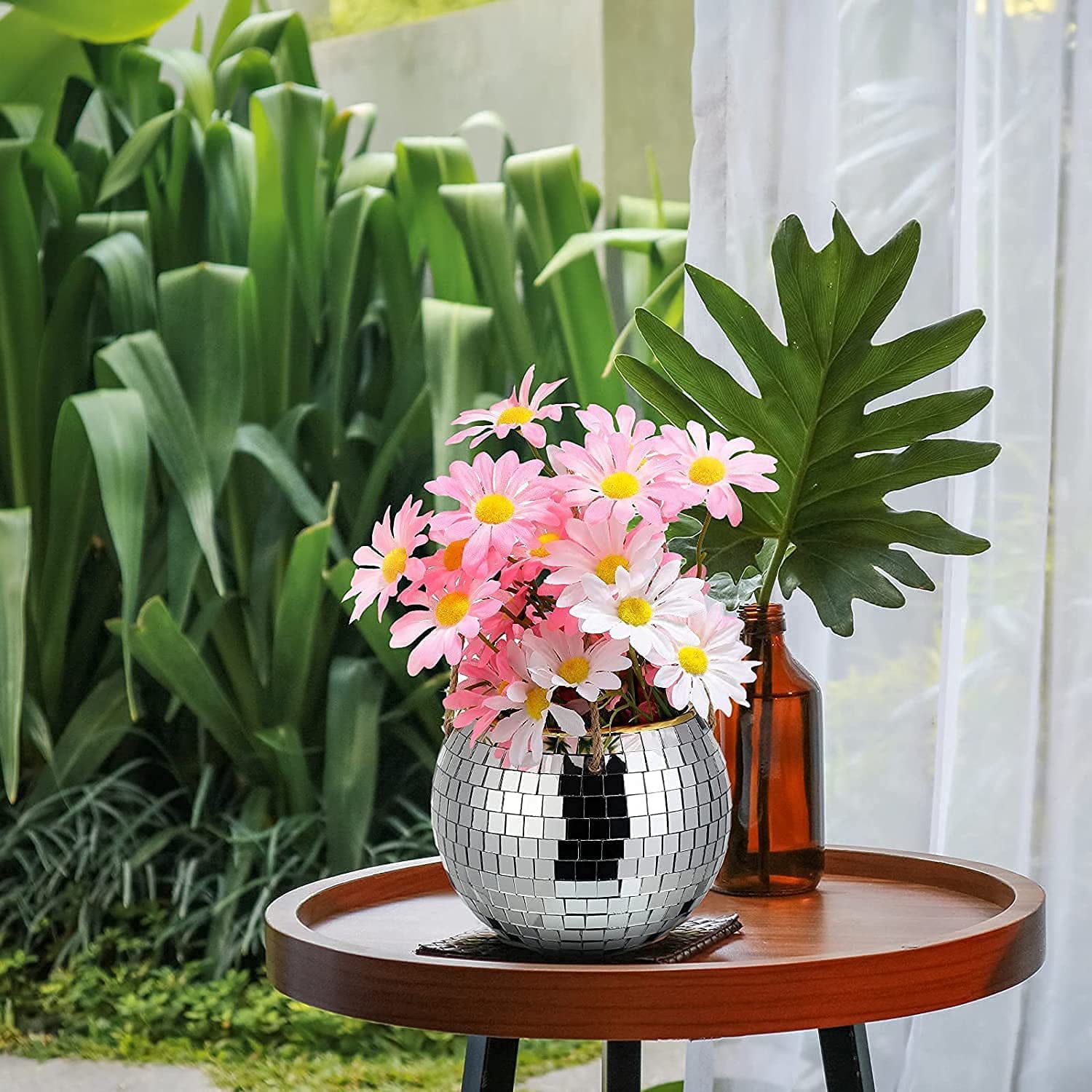 Disco Ball Planter, Hanging Macrame Rope Ball Planter Pot With Drainage  Hole For Plant Care, Indoor Or Outdoor Use For Room Office Patio Pot Decor  – Walmart Regarding Ball Plant Stands (Photo 5 of 15)
