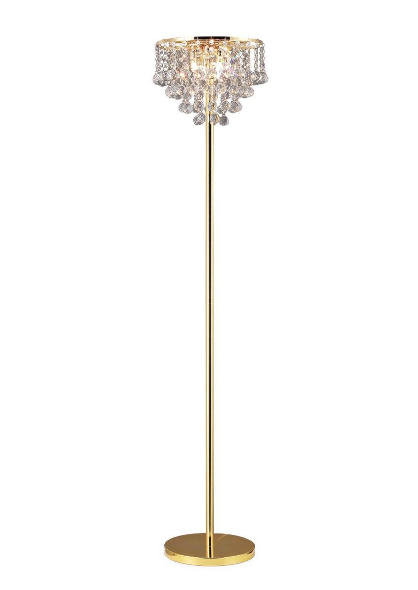 Diyas Il30032 Atla Floor Lamp 4 Light French Gold/crystal | Kes Lighti With Regard To Wide Crystal Floor Lamps (View 8 of 15)